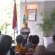 Bupati Dian memberi sambutan di peringatan May Day.