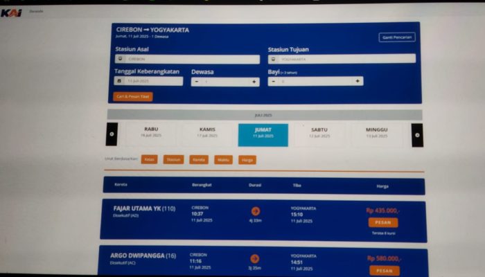 KAI Berlakukan Pemesanan Tiket Yang Lebih Fleksibel